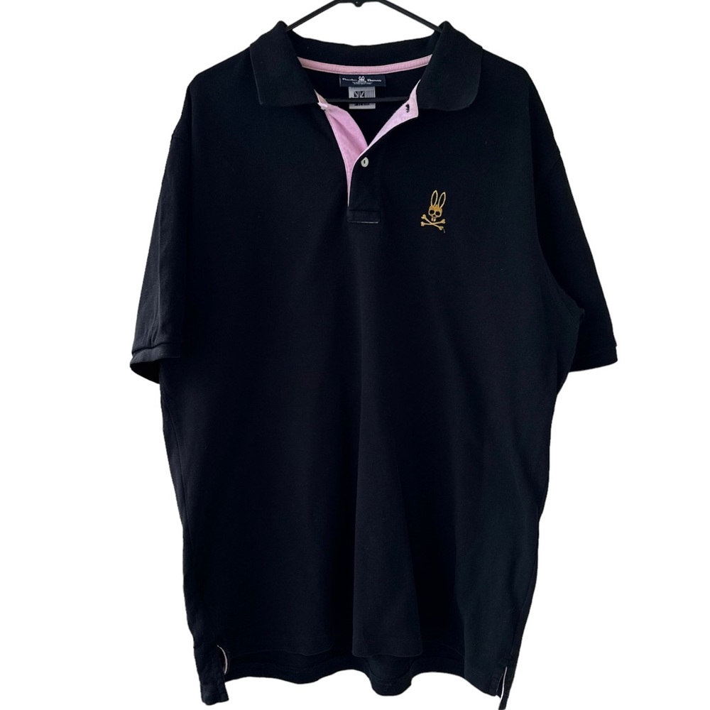 Psycho Bunny Men Polo Shirt Black 100% Pima Cotton Size 9 3XL Short Sleeve